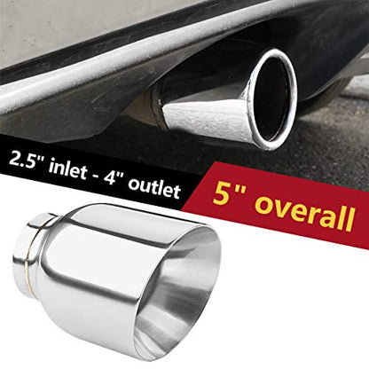 LCGP 2.5" to 4" Diesel Exhaust Tip, 5" Overall Length, Double Wall Design - size: 2.5“x4"x5", style: Polished