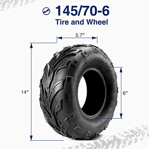 MaxAuto 145 70-6 Tires ATV, 145/70-6 Tubeless Go Kart Mini Bike Tires, 4PR, Pack of 2 - size: 145/70-6