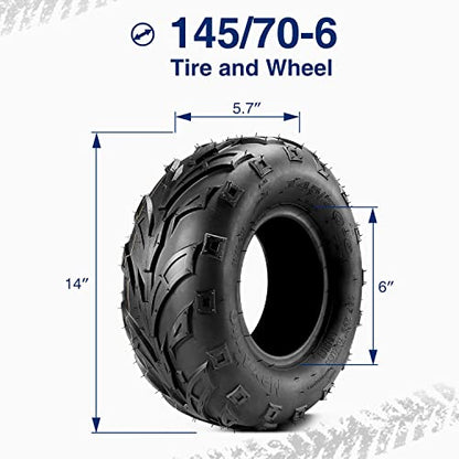 MaxAuto 145 70-6 Tires ATV, 145/70-6 Tubeless Go Kart Mini Bike Tires, 4PR, Pack of 2 - size: 145/70-6