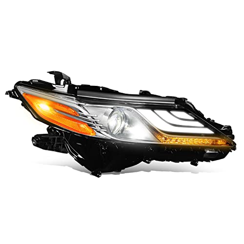 Auto Dynasty Headlight Assembly Compatible with Toyota Camry XSE/XLE (Non Hybrid) 2018-2021, Full LED LED DRL Projector Headlight Lamp Replacement, Driver Left Side, Chrome Housing Amber Corner - color: Left Chrome Housing Amber Corner, size: Fit 2018-202