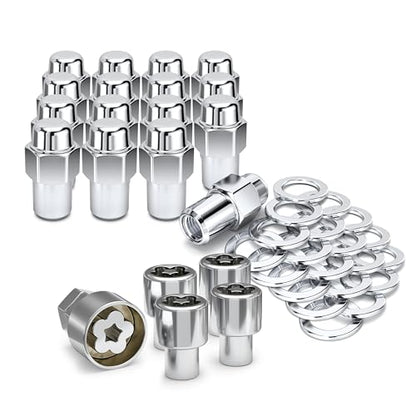 White Knight 778204 Chrome 1/2"-20 Cragar Standard Mag Style Wheel Installation Kit, 16 Lugs with Washers and Lock Set (Random Lock Pattern)