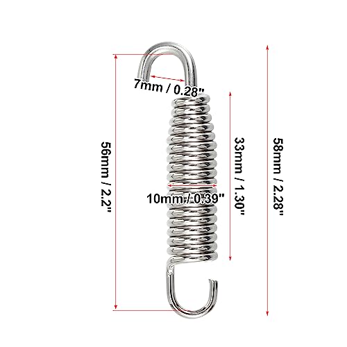 X AUTOHAUX 2 Pcs Exhaust Pipe Spring Universal 58mm 2.28" Stainless Steel
