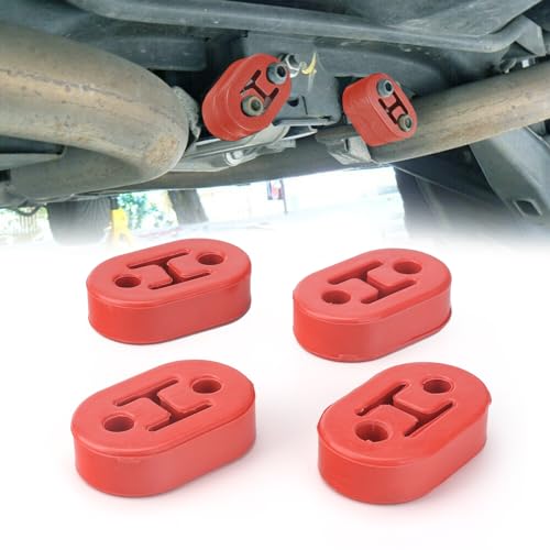 2 Hole Exhaust Hangers Upgrade EPDM Bushing Muffler Insulator Shock Absorbent Mount Bracket High-Density Muffler 12mm Hole (73mm x 47mm x 21mm) Universal Fit - Pack of 4 (Red) - color: RED