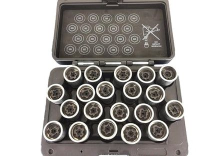 TEMO 20p Anti-Theft Wheel Lock Lug Nut Removal Key Socket B for VW Audi - size: Complete Set (20 Pieces)