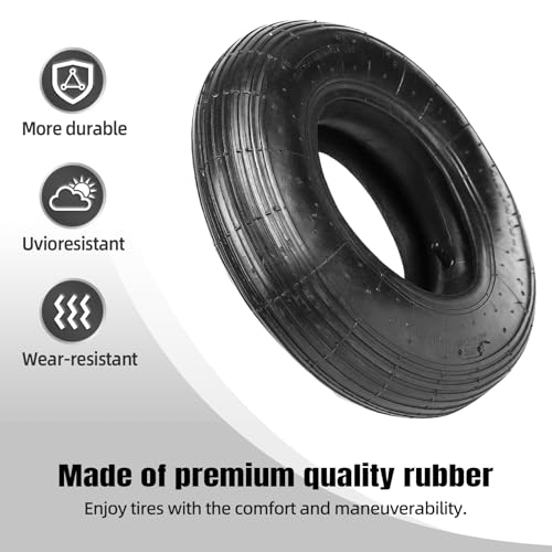 (2-Set) AR-PRO 4.80/4.00-8" Tire and Inner Tube Set - Universal Replacement Tires and Inner Tubes with 15.5" Outer Tire Diameter and 4.80" Tire Width - Fits on Dollies, Trolleys, Wagons, and More - size: 4.80/4.00-8
