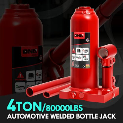 DNA Motoring 4 Ton Hydraulic Car Bottle Jack, Red, 8000 lbs Capacity - color: red, style: 4 ton