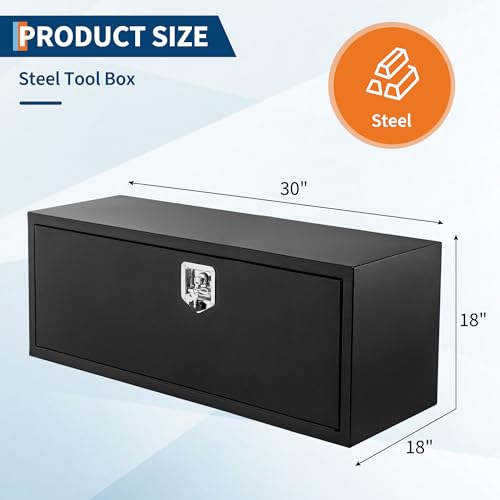 Garvee Black Steel Truck Bed Tool Box, Trailer Tongue Box, Truck Storage Organizer Tool Chest For Truck Bed, RV, Trailer (18 * 18 * 30-Black) - size: 18 * 18 * 30-Black