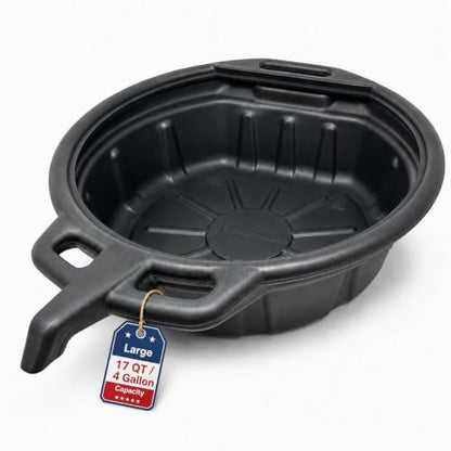 ValvoMax Oil Drain Pan, 17 Quart 4 Gallon, Pour Spout, Anti-Splash Lip - size: Extra Large