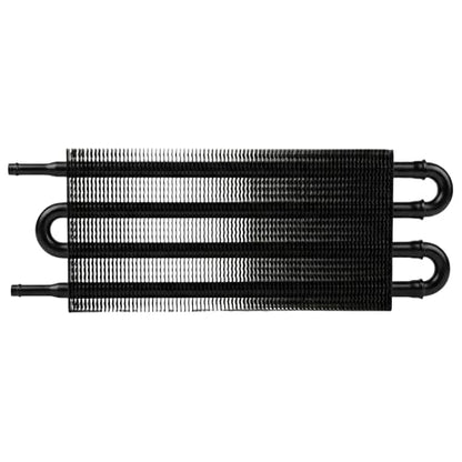 Universal 4 Row 4 Pass Aluminum Transmission Oil Cooler Kit 16"(40cm) x 5"(13cm) Tube & Fin Engine Cooler with 5/16" Hose Black/Silver For Racing Cars (Black) - color: Black