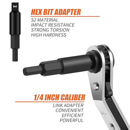 HVAC Service Wrench Set, Air Conditioner Valve Ratchet Wrench - color: Silver, size: 1 Wrench + 2 Hexagon Bit
