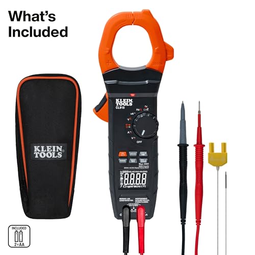 Klein Tools CL910 Digital Clamp Meter, 2000A AC/DC Auto Ranging & Worklight - size: 2000V/2000A