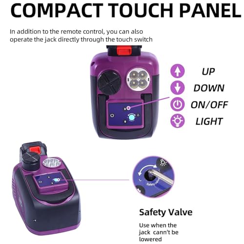 ROGTZ Cordless Electric Hydraulic Car Jack Kit 5T Wrench Remote Control - color: Purple