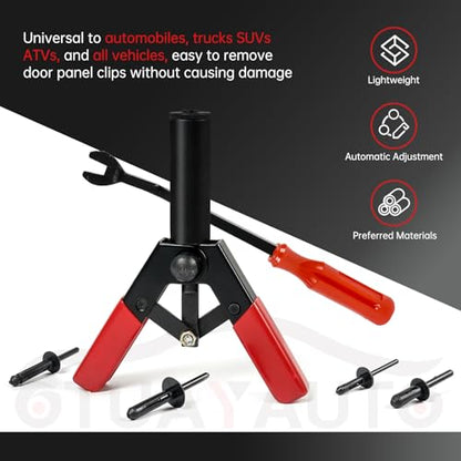 OTUAYAUTO 82Pcs Plastic Rivet Gun Set - size: 80Pcs 4 Sizes Clips with 2 Remover
