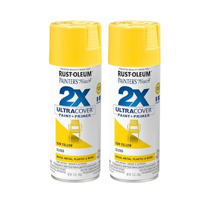 Rust-Oleum Painter's Touch 2X Ultra Cover Spray Paint, Gloss Sun Yellow