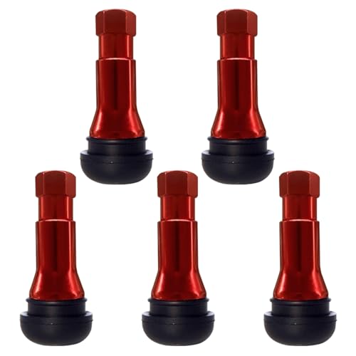 5PCS TR413AC Car Tire Valve Stems, Rubber, Snap-in (Red) - color: Red