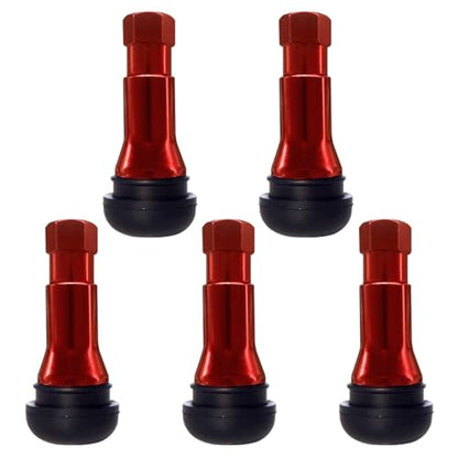 5PCS TR413AC Car Tire Valve Stems, Rubber, Snap-in (Red) - color: Red