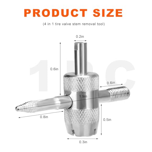 4-Way Valve Core Tool, 4-in-1 Valve Stem Removal Tool Car Tire Repair Wrench, Multifunctional 4 Way Tyre Valves Stem Remover/Installer for Sedans Bicycles Motorcycles