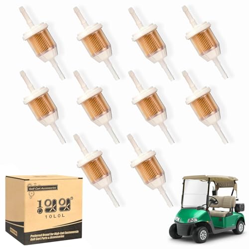 10L0L Fuel Filters for Yamaha EZGO Club Car DS Precedent, Kawasaki, Kohler, John Deere, Lawn Mower Fuel Filter for 1/4" and 5/16" Fuel Line, Replaces OEM 72084G01, JN6-F4560-00 (10 Pack)