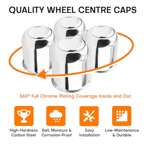 4Pcs 3-3/4 in Trailer Wheel Center Caps Fit 3-3/4" Center Bore Truck Trailer RV SUV Wheels Rims, 3.74in Carbon Steel Hub Caps - color: Chrome Silver, size: 3-3/4 in Hub Hole, 4.41in Tall