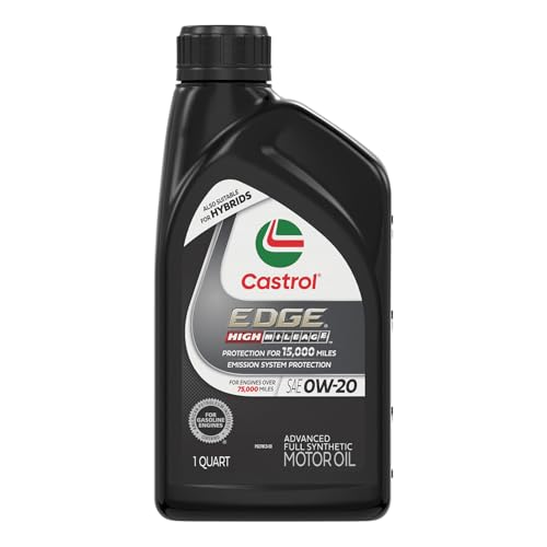 Castrol EDGE High Mileage 0W-20 Advanced Full Syn Motor Oil, 1 Qt, 6 Pack - size: 1 Quart, Pack of 6