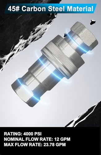 1/2" NPT Hydraulic Quick Connect Tractor Couplers,ISO 5675 Ball Pioneer Style Hydraulic Quick Coupler w/Dust Caps 2 Sets,DecoHongDi