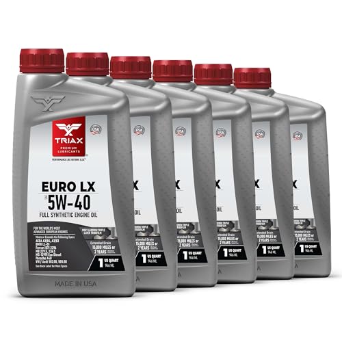 TRIAX Euro LX 5W-40 Full Syn Engine Oil - Compatible with BMW LL01, MB 229.5, 226.5, Audi/VW 502.00, 505.00, MS-12991, Porsche A40 (6 Quart Pack) - size: 6 Quart Pack