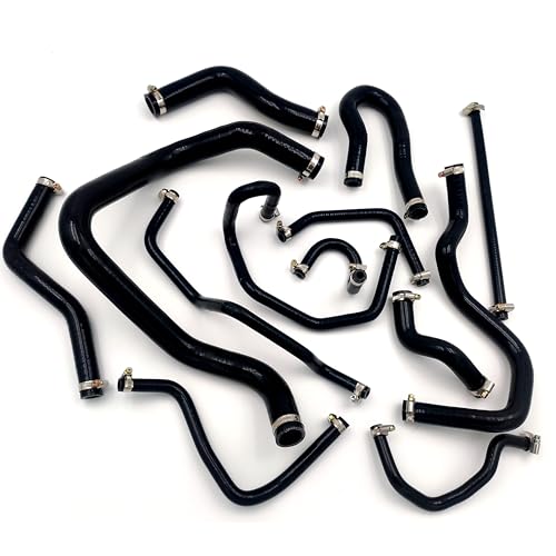 13Pcs Black Hoses For 1992-2000 Honda Civic 1.6L Sohc D15 D16 EG EK Silicone Radiator Hose Kit With Clamps Cooling Coolant Pipe Tube Hoses 1992 1993 1994 1995 1996 1997 1998 1999 2000