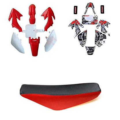 CRF50 XR50 Plastic Fairing Kit with Graphics Decal Sticker and Tall Seat for 50cc 70cc 110cc 125cc Pit Dirt Bike