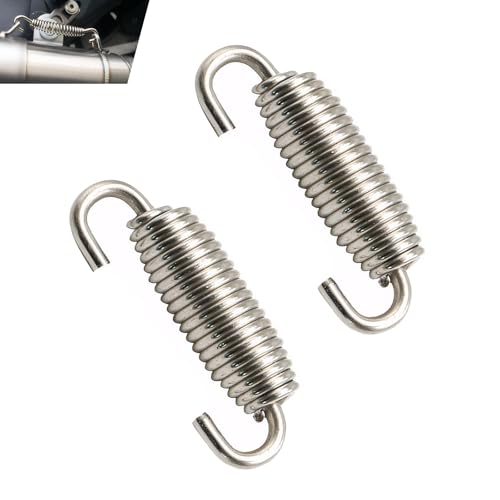 2 PCS Motorcycle Exhaust Springs, 40-60mm Stainless Steel Muffler Spring Hook with Swivel Design for Vibration Reduction, Universal for Most Motorcycles, Scooters, ATVs (Silver) - color: Silver