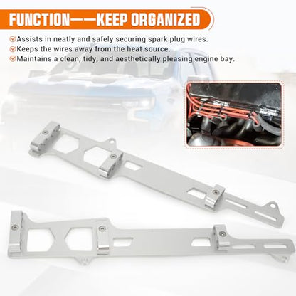 Spark Plug Wire Loom Holders Compatible with Chevy 350 Small Block SBC - color: silver