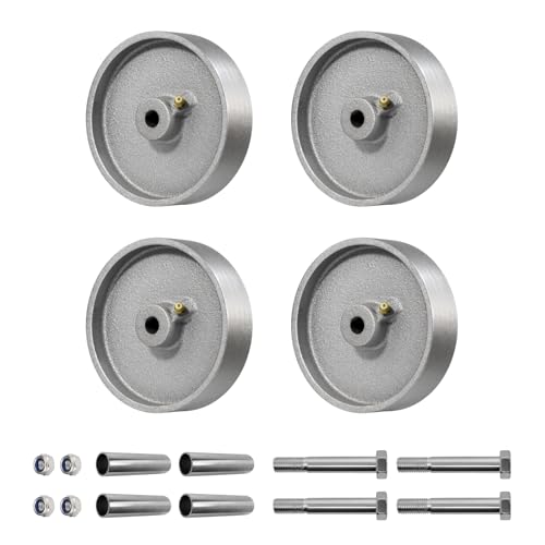 5" x 1.25" Industrial Caster Wheels, Semi Steel & Cast Iron, Steel Wheels Replacement, 500 lbs Capacity Each (4 Pack) - color: Iron, size: 5"×1.25"