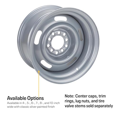 GM Dual Pattern Silver 15” x 8” Rally Wheel, 5 x 4.5 Inch - size: 15x8