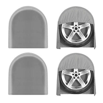 OutdoorLines Waterproof Tire Covers Set of 4 - color: Gray, size: S - Fits Tire Diameters 24"-26"