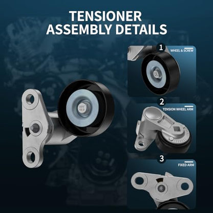 AC Belt Tensioner Assembly with Pulley Fit Chevy Silverado&GMC Sierra - size: 12580196