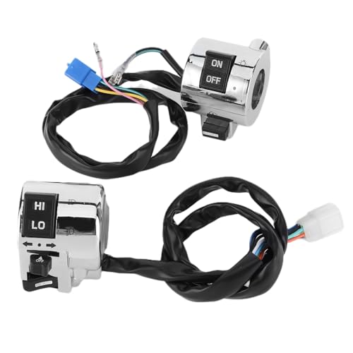 Motorcycle Handlebar Switch Assembly 25mm, Left & Right Pair Control Unit with Turn Signal, Horn, Headlight High/Low Beam for Scooter Moped ATV UTV