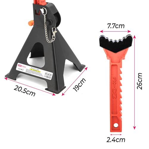 3 Ton Jack Stands with Rubber Cap and Safety Pin 6000 lbs Capacity, Adjustable Height for Lifting SUV, Pickup Truck, Car and UTV/ATV, 1 Pair (Black & Red) - size: 3 Ton (Lock Pin and Rubber Cap)