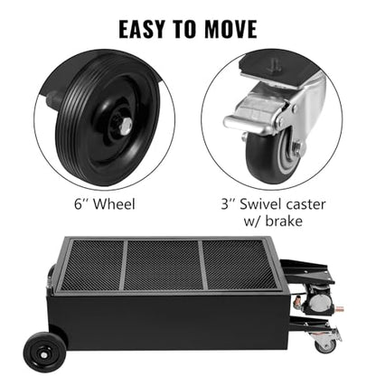 VEVOR Low Profile Oil Drain Pan, 25 Gal Oil Drain Pan with 110V High-Flow Electric Pump, Large Capacity Oil Change Pan with 7.2ft Hose & Folding Handle, Rolling Oil Drain Cart for Trucks, Buses, RVs