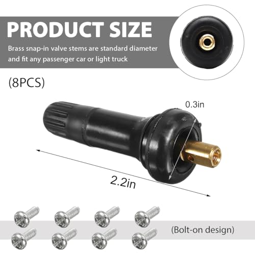8 PCS TPMS 20008 Tire Valve Stem, Rubber Snap-in Tire Valve Stem Replacement Set, Tubeless Tire Pressure Sensor Valve stem for Charger Enclave Escalade Avalanche Sierra - color: 8PCS