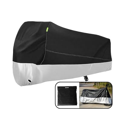 One Waterproof Motorcycle Cover, Heavy Duty Outdoor Motorbike Cover with Lock-Holes, Rain Protection, Fits up to Electric Bicycle & Motorcycles, All Season(230x95x125CM) - size: XL (230x95x125CM)