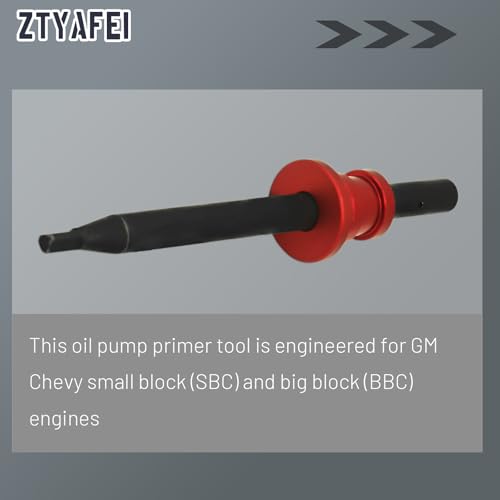 Oil Pump Primer Tool for GM Chevy V6 V8 Engines, Compatible with SBC 350 327 305 307 283 & BBC 454 Small and Big Block, Works with 3/8" or 1/2" Chuck Hand Drill, - color: Red