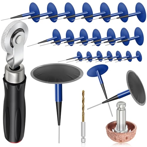 Tire Patch Plug Kit, 24P Tire Repair Patch Roller (36/46 /60 mm)