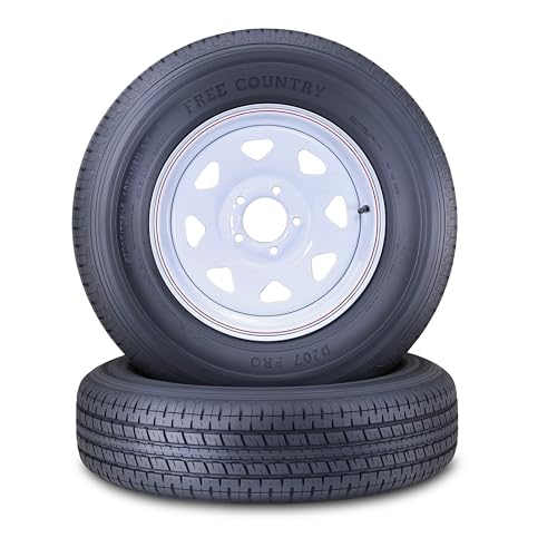 Free Country Trailer Tire Wheel ST205/75R15 8PR 107N 5X4.5 White Spoke Pk2 - size: ST205/75R15 /8PR /5x4.5