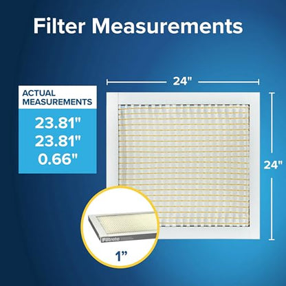 Filtrete 24x24x1 Air Filter, MERV 5, MPR 300, 6 HVAC Filters - size: 24x24x1