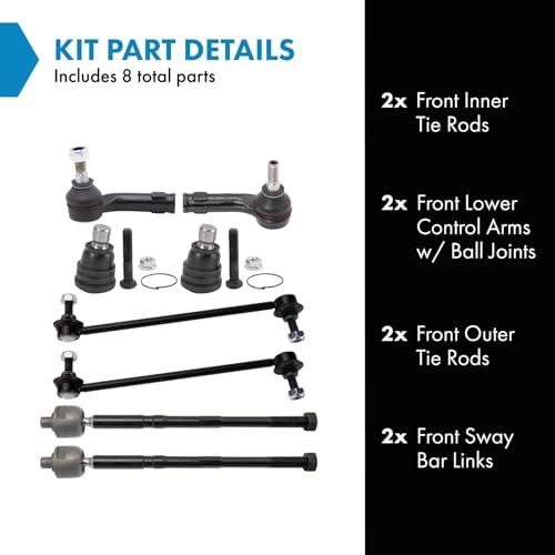TRQ Front Steering & Suspension Kit Ball Joint Sway Bar Stabilizer Link Tie - style: PSA48896