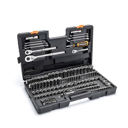 GEARWRENCH 185 Piece 1/4”, 3/8” & 1/2" Drive 72-Tooth SAE/Metric Mechanics Hand Tool Set - size: 185 Piece, style: SAE/Metric