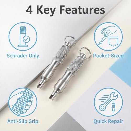 2 PCS Schrader Valve Core Removal Tool Keychain,Tire Valve Stem Repair Tool