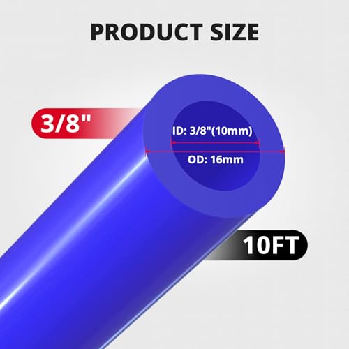 EVIL ENERGY 3/8 Silicone Vacuum Tubing Hose Line 10FT 130PSI Max Pressure Blue (10mm ID) - color: Blue, size: 3/8 10FT
