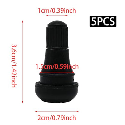 5 Pack TR412 Rubber Tire Valve Stem, Snap-in Short Valve Stems Low Profile Set, Black Valve Stem Replacement Kit for Vehicle Tires/Car Owners