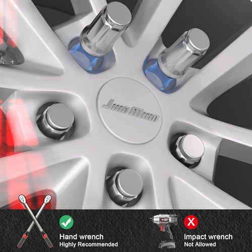 JiiinMiiin M12x1.5 20pcs Chrome 6 Spline Lug Nuts Sets with 1 Socket Key - color: Chrome, size: M12x1.5, style: 20pcs - 1.38"tall