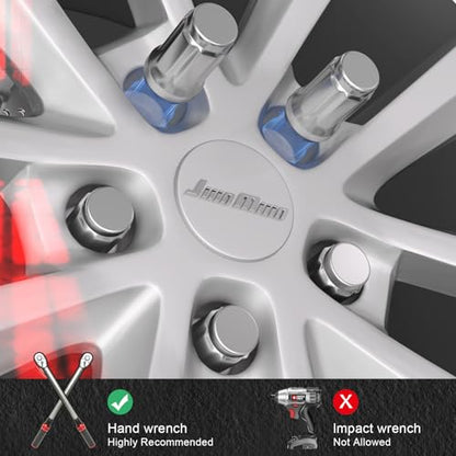 JiiinMiiin M12x1.5 20pcs Chrome 6 Spline Lug Nuts Sets with 1 Socket Key - color: Chrome, size: M12x1.5, style: 20pcs - 1.38"tall